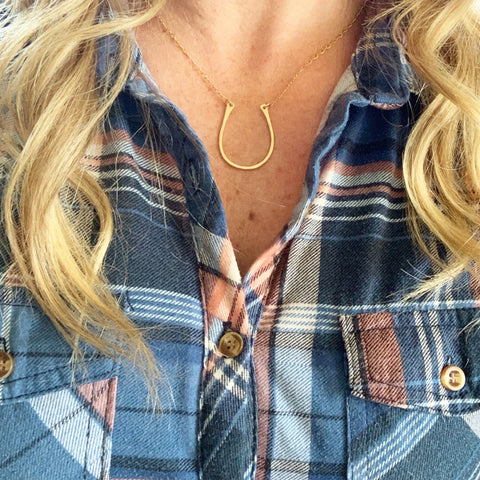 Hammered Horseshoe Necklace-Small