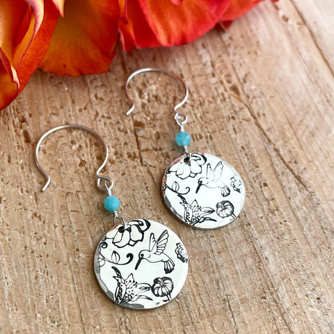 Hummingbird Floral Earrings