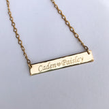 Two Name Engraved Bar Necklace