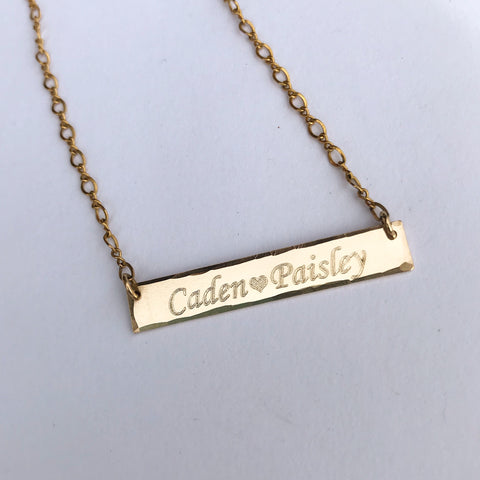 Two Name Engraved Bar Necklace
