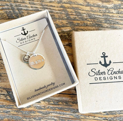 Mama Coin Necklace with Heart Coin