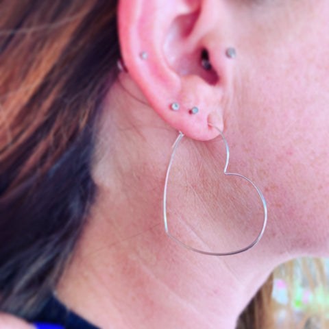 Large Heart Ear Threaders