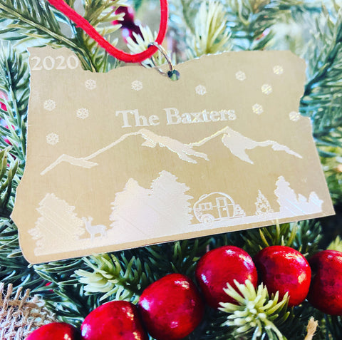 Oregon Camping Christmas Ornament-Personalized with Name