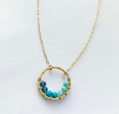 Peacock Ombré Circle Necklace