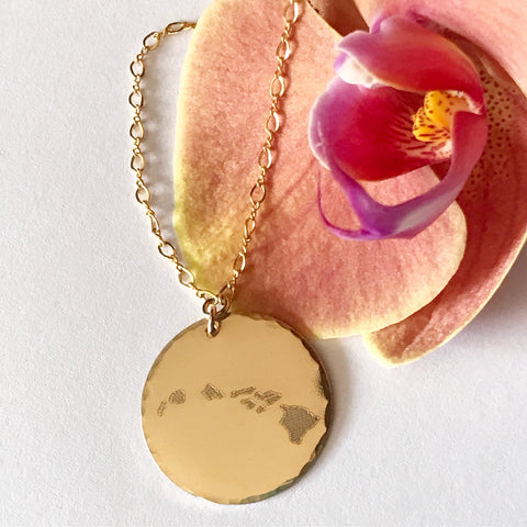Hawaiian Islands Coin Necklace