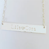 Two Name Stamped Bar Necklace