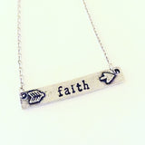 Pewter Stamped Bar Necklace