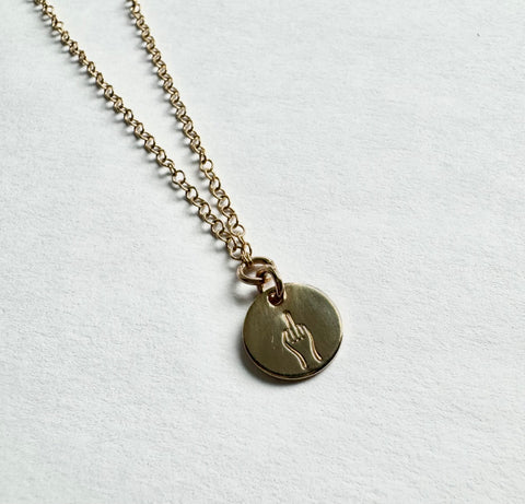Middle Finger Coin Necklace