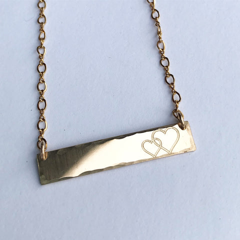 Linked Hearts Bar Necklace