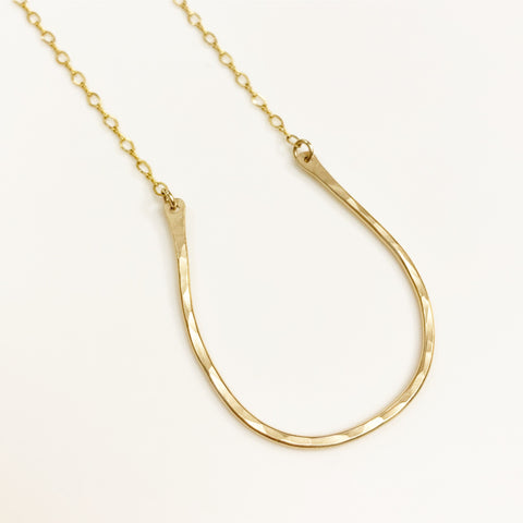 Hammered Horseshoe Necklace-Medium